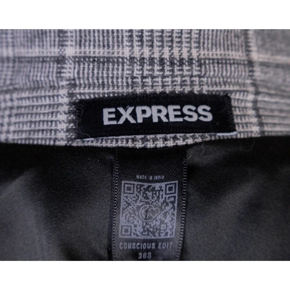 Express Extra Slim Plaid Blazer Sport Coat Sz 38S Two Button Wool/Cotton Jacket